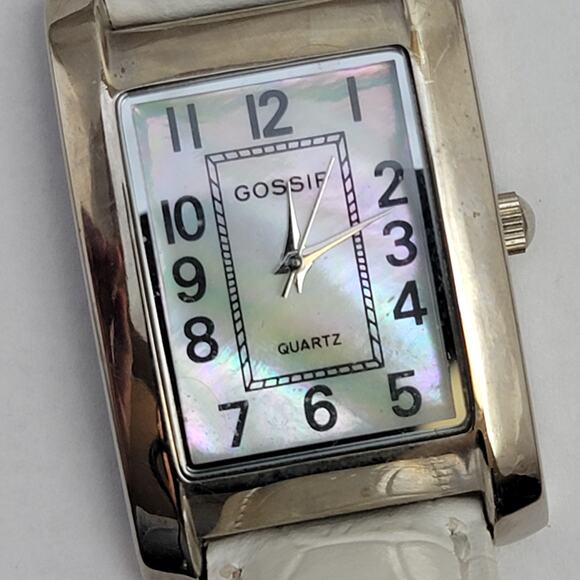 Vintage Watches Gossip Silver Quartz Watch with White Strap & Rectangular Dial - Picture 3 of 10